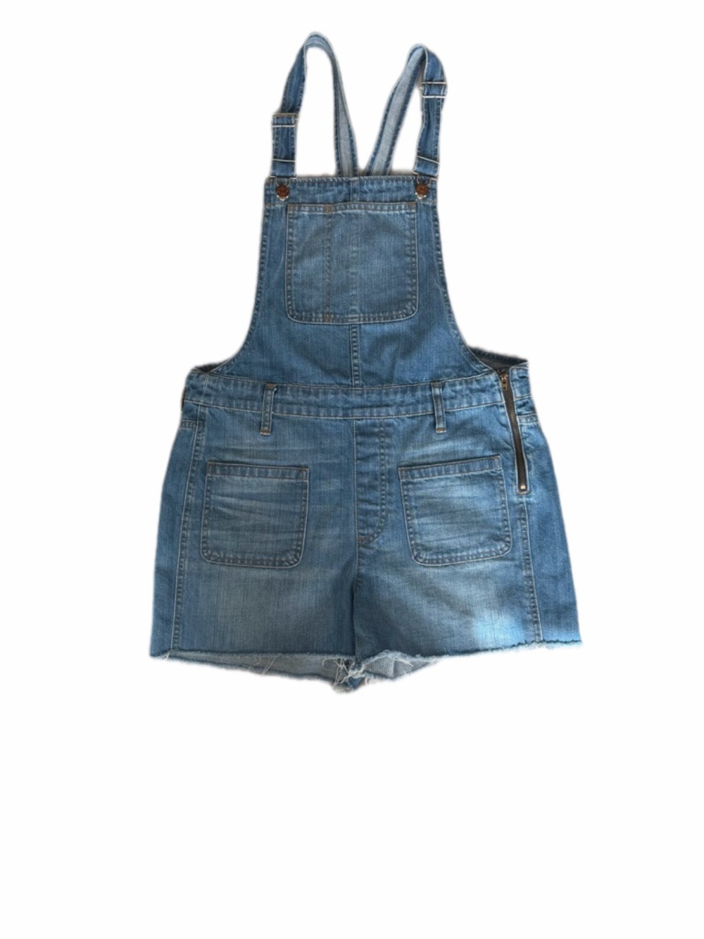 Madewell Medium Blue Denim Short Overalls